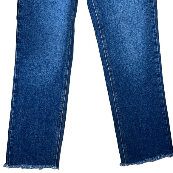a loves a Women’s High-Rise Medium Wash Straight Leg Fringe Hem Jeans 27 EUC - Picture 3 of 16